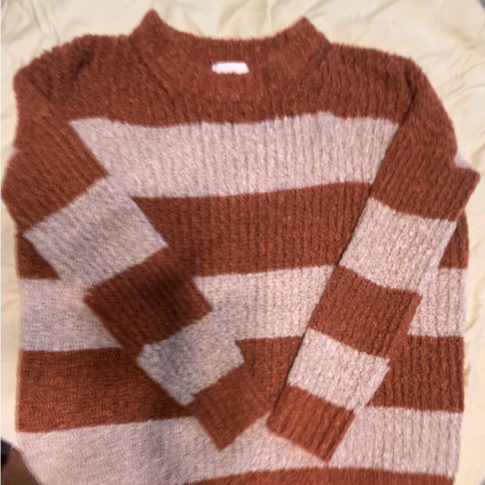 Pink Rose Brown and Cream Crew Neck Sweater